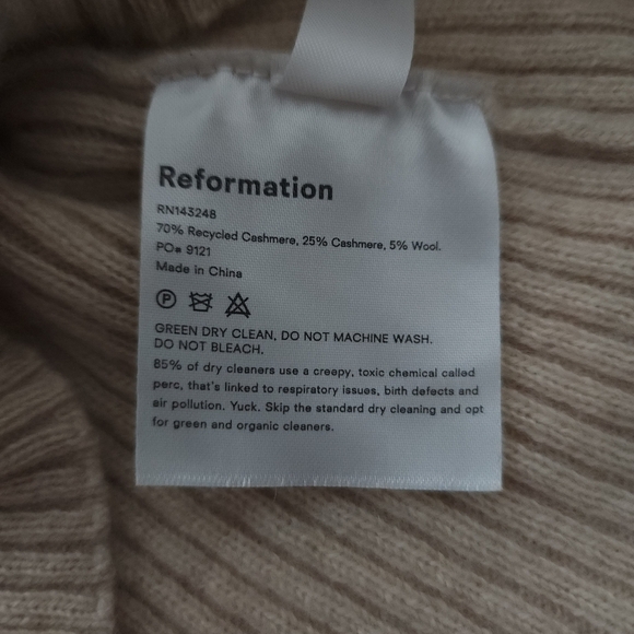 Reformation Victoria Cashmere Turtleneck Sweater in Sand - Picture 6 of 9